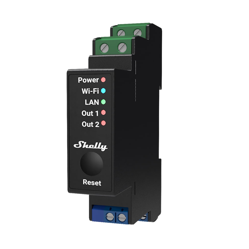 Shelly PRO 2PM WiFi + Ethernet διπλός έξυπνος διακόπτης ρελέ με μετρητή ισχύος και λειτουργία ρολού